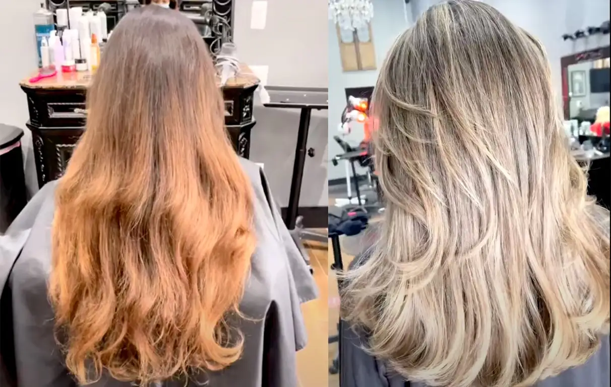 Before and after hair toner