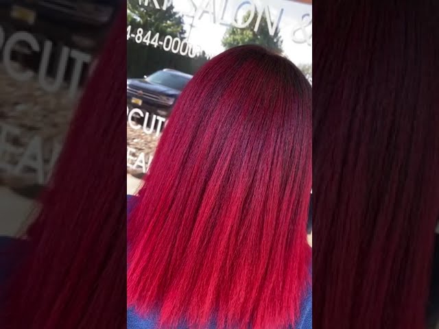 Transforming Yellow Hair With Dark Regrowth To Fabulous Ruby Red